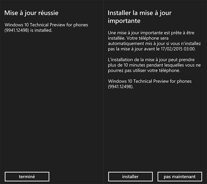 Installation de Windows 10 Technical Preview pour les téléphones