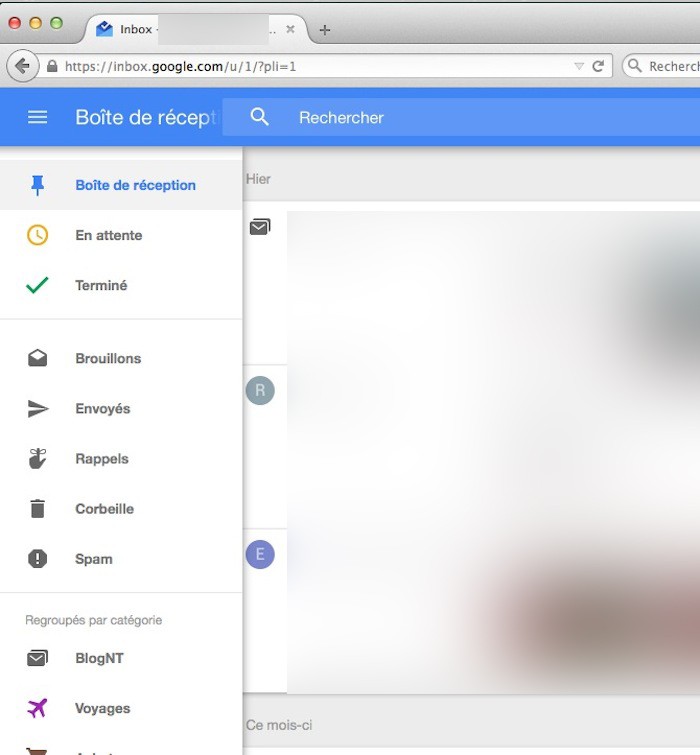 Google Inbox sur Firefox