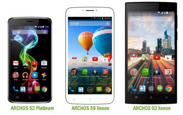 Archos 52 Platinum, le 59 Xenon et le 62 Xenon