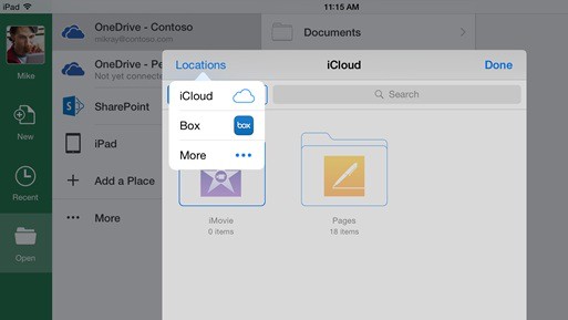 Office pour iOS offre enfin un support à l'intégration de iCloud