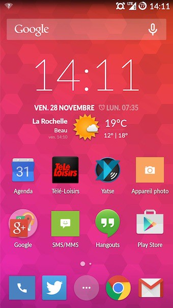 OnePlus One : vue écran d'accueil