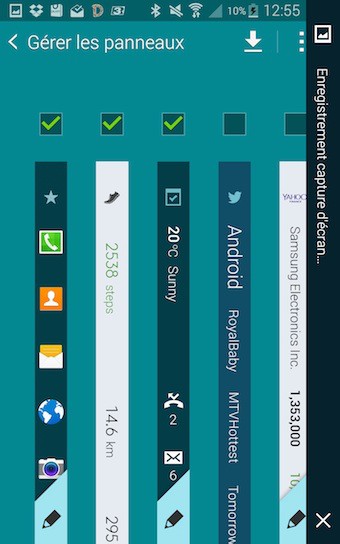 Galaxy Note Edge : configuration des panneaux