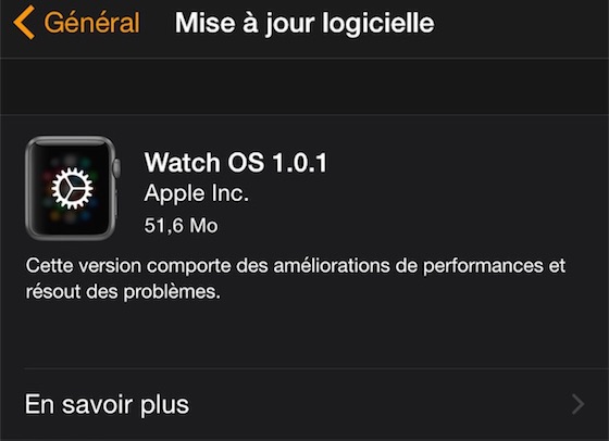 Apple publie Watch OS 1.0.1
