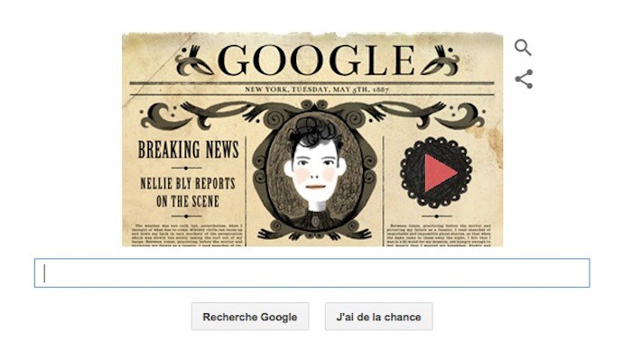 151e anniversaire de la naissance de Nellie Bly en doodle