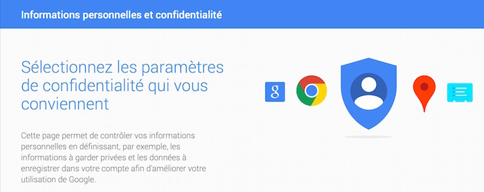 Google Mon compte : informations personnelles et confidentialité