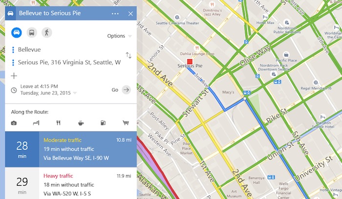 Bing Maps : alerte sur le parcours