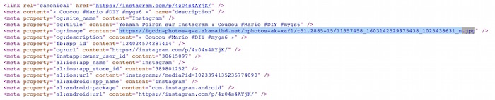 Récupération de l'image sur Instagram