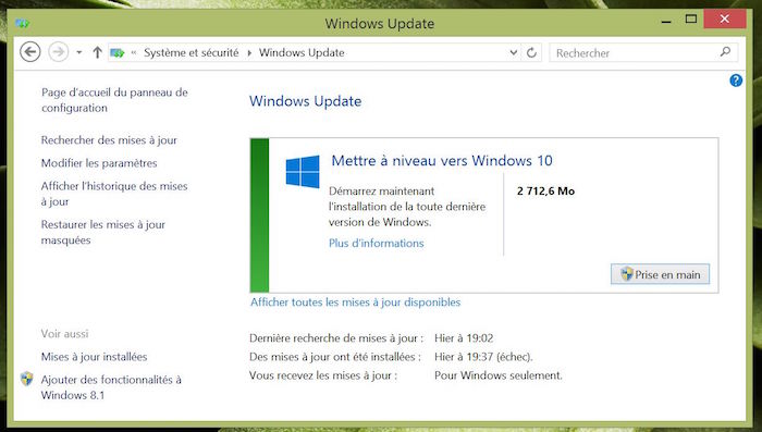Vous pouvez maintenant passer à Windows 10