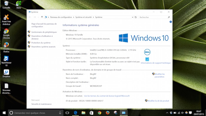 Windows 10 : informations générales système Windows 10 : informations générales système