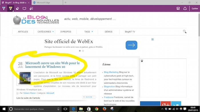 Windows 10 : Microsoft Edge Windows 10 : Microsoft Edge