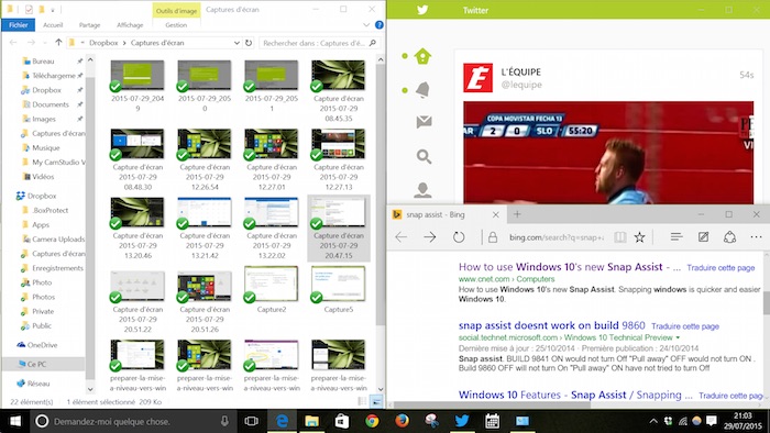 Windows 10 : Snap Assist