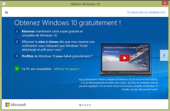 Obtenez Windows 10 gratuitement