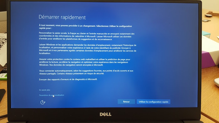 Windows 10 : installation Démarrer rapidement