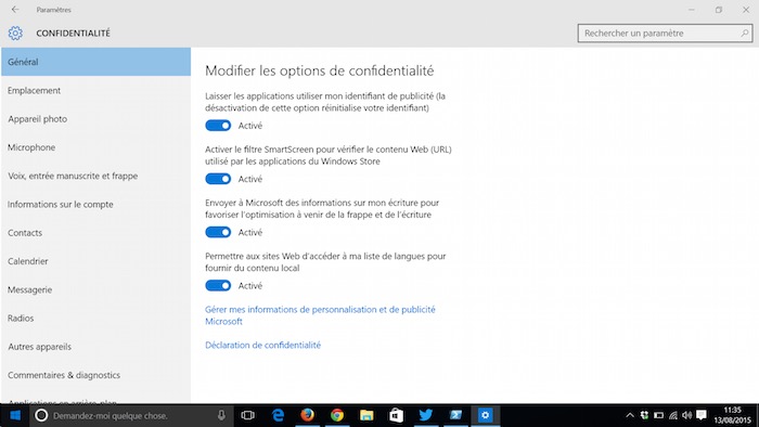 Windows 10 : limitez le partage d'informations