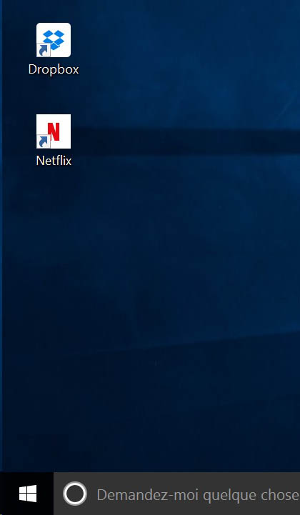 Raccourci sur le bureau Raccourci sur le bureau