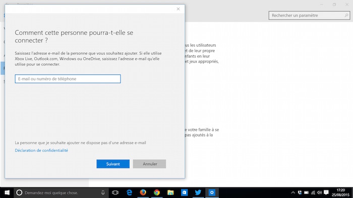 Windows 10 : demande de création d'un compte Microsoft