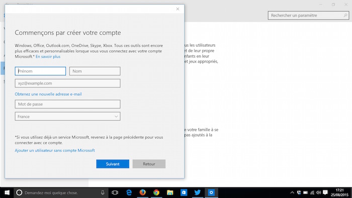 Windows 10 : création d'un compte local Windows 10 : création d'un compte local