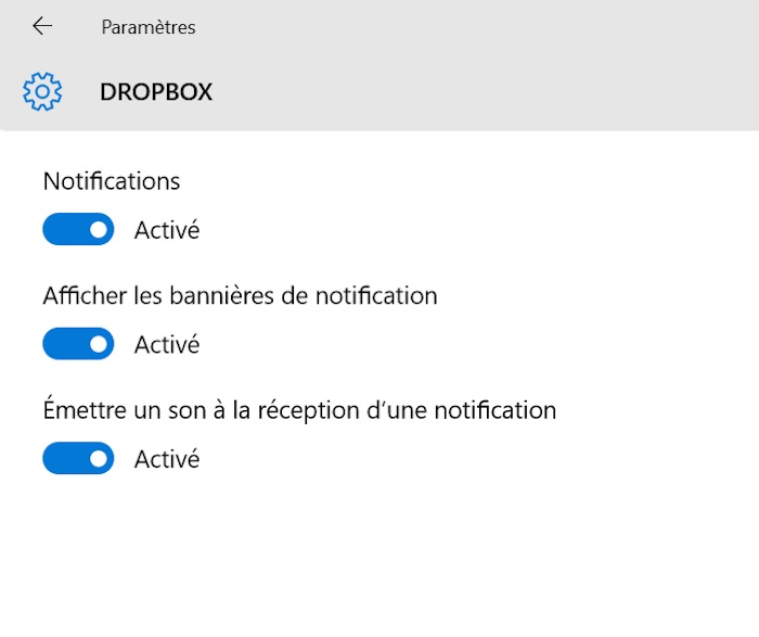 Windows 10 : apparence notifications