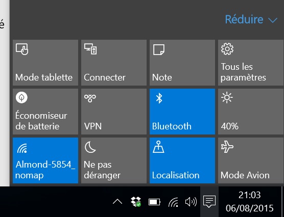 Windows 10 : actions rapides
