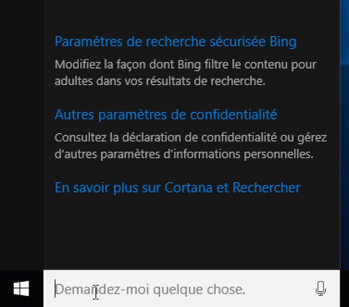 Cortana sur Windows 10 : d'autres paramètres
