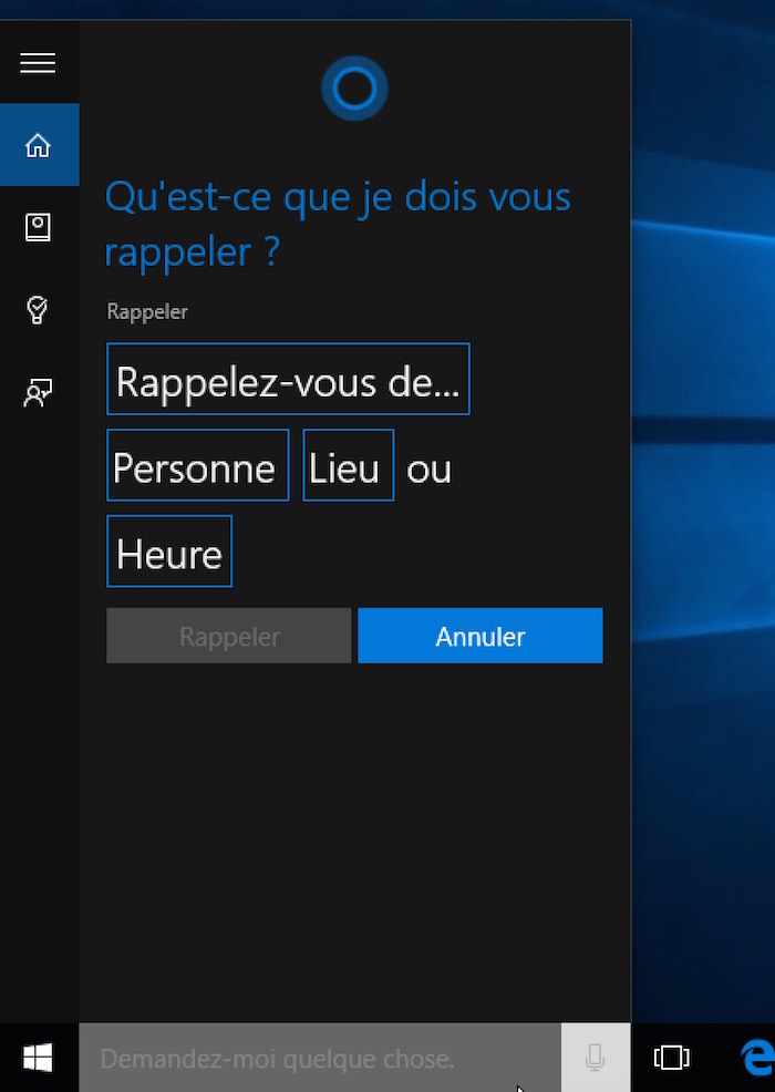 Cortana sur Windows 10 : rappels