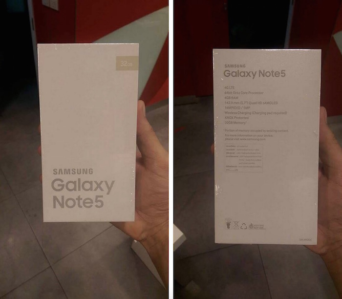 Galaxy Note 5 : emballage