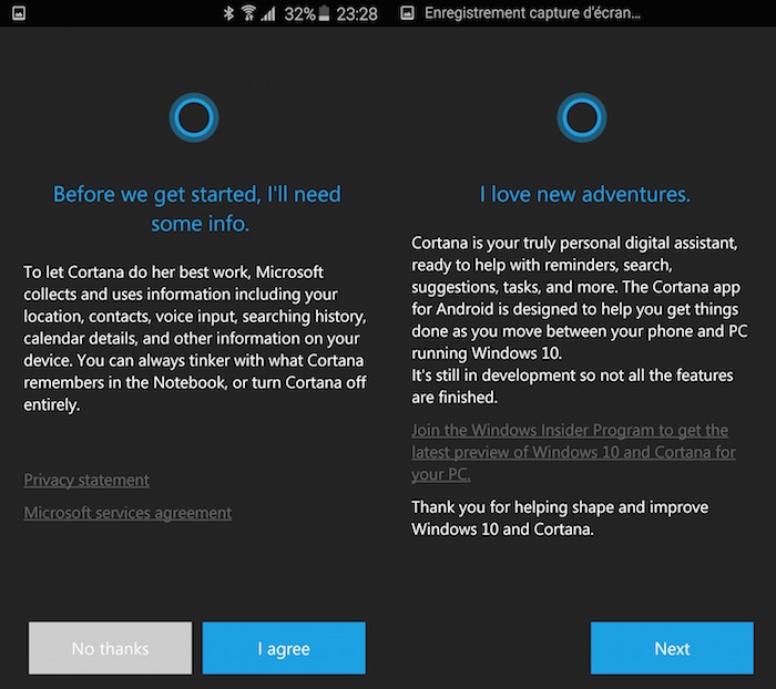 Cortana sur Android
