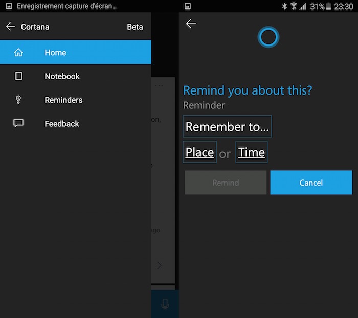 Cortana sur Android