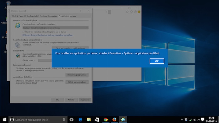 Windows 10 : problème d'ouverture IE