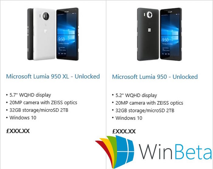 Microsoft dévoile par erreur le Lumia 950 et 950 XL sur son Store