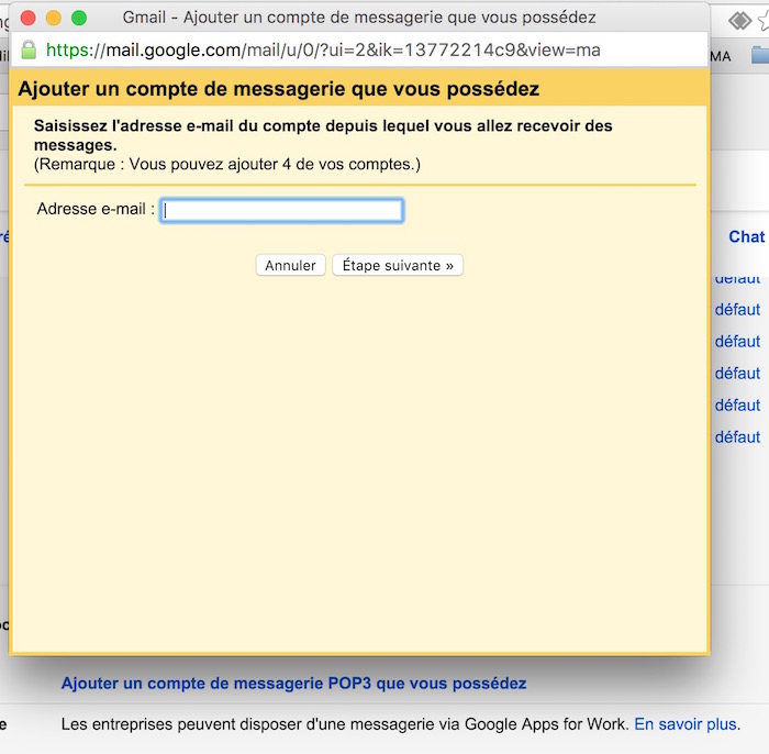 Gmail : ajouter un compte e-mail POP