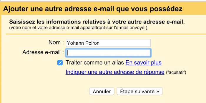 Gmail : ajouter une autre adresse e-mail