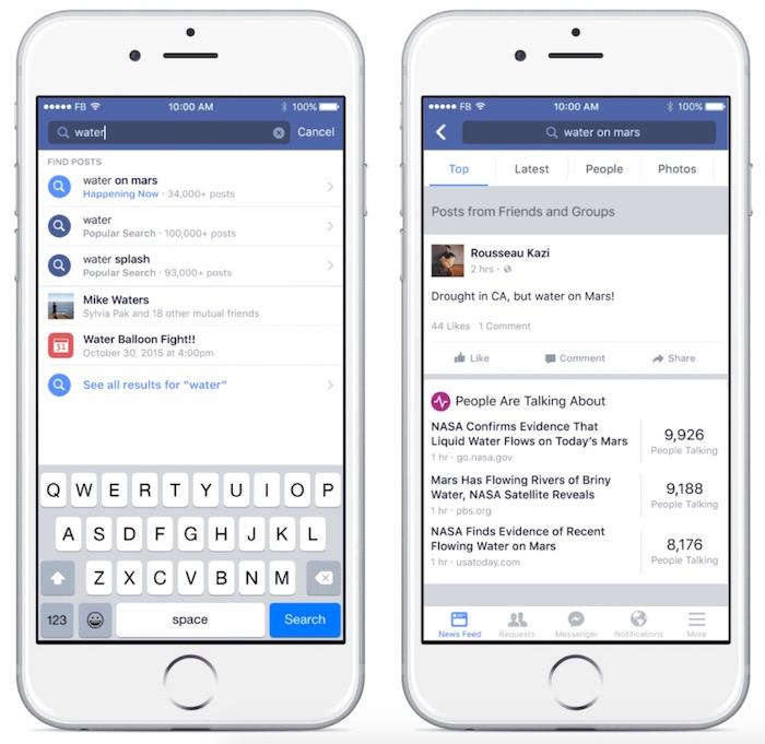 La nouvelle recherche de Facebook va parcourir tous les messages publics