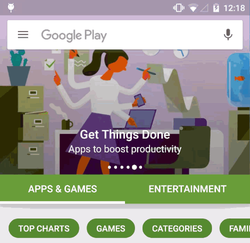 Défilement dans le Google Play Store
