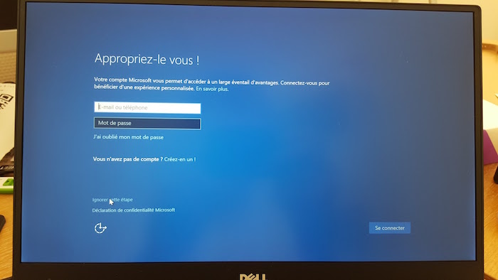 Windows 10 : compte Microsoft à l'installation Windows 10 : compte Microsoft à l'installation