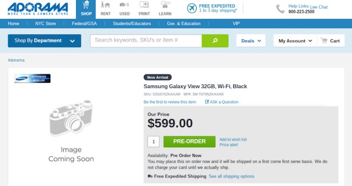 Samsung Galaxy View : une tablette de 18.4 pouces au prix de 599 dollars ?