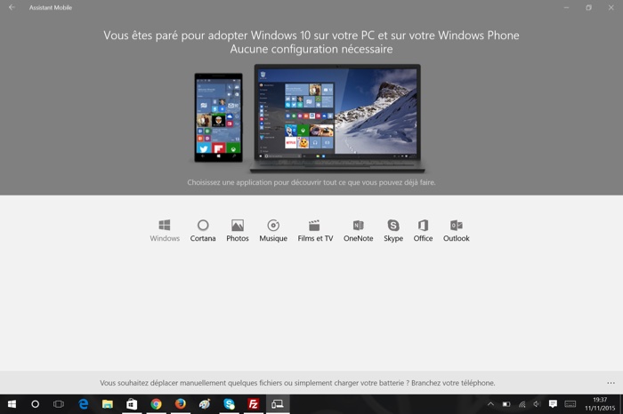 Phone Companion : choix des services à synchroniser Phone Companion : choix des services à synchroniser