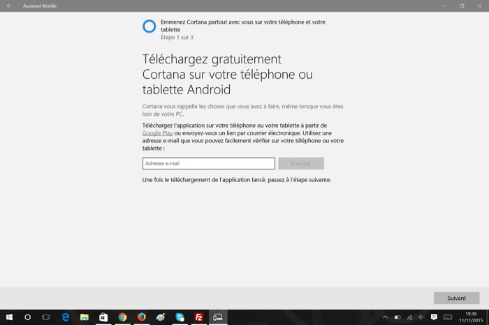 Phone Companion : lien avec Cortana
