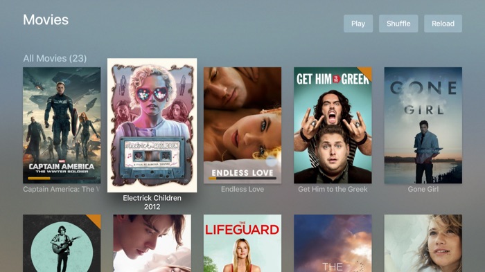 Plex sur Apple TV : vue des films