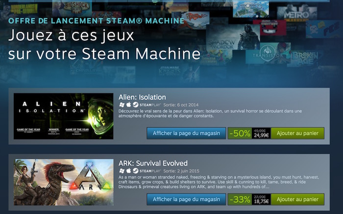 Valve offre des réductions sur sa gamme de jeux sur Steam Machines