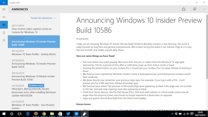 Microsoft pousse une mise à jour pour Windows Insider, avant Threshold 2