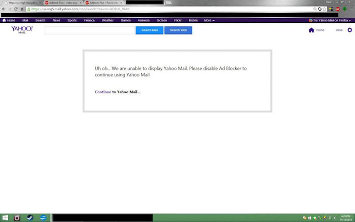 Yahoo Mail teste un blocage pour les utilisateurs ayant un bloqueur de publicité