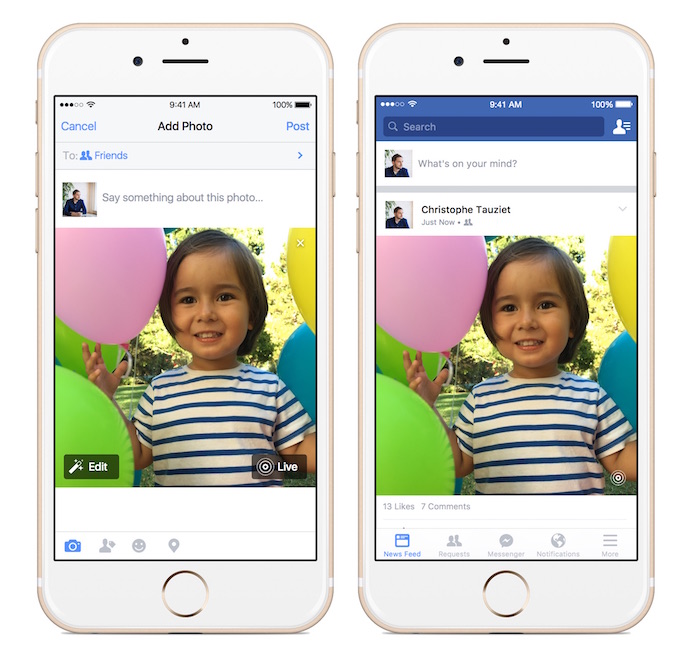 Facebook vous permet de partager des Live Photos de votre iPhone 6s sur iOS