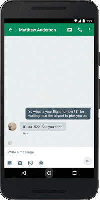 Google on Tap : interaction avec un SMS