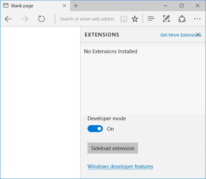 Le code des extensions pour Microsoft Edge existe, mais ne fonctionne pas