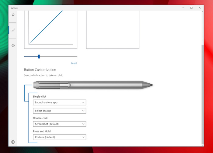L'application Surface vous permet de personnaliser les boutons du stylet