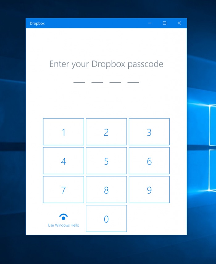 Dropbox et Windows Hello