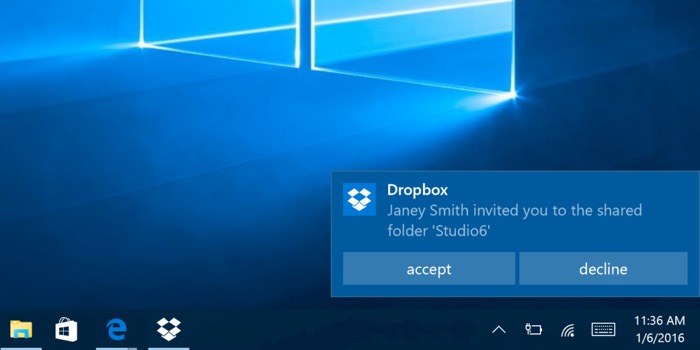 Utilitaire Dropbox sur Windows 10