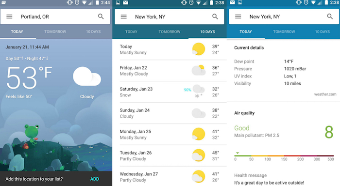 Google met à jour son application météo en ajoutant plus de données et de couleurs