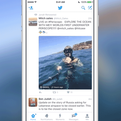 L’application Periscope désormais intégrée à Twitter sur iOS